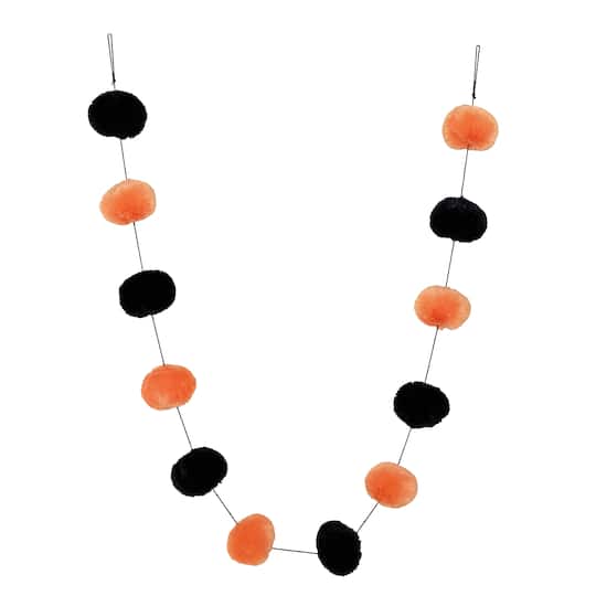 6ft. Black & Orange Pom Pom Garland by Ashland®